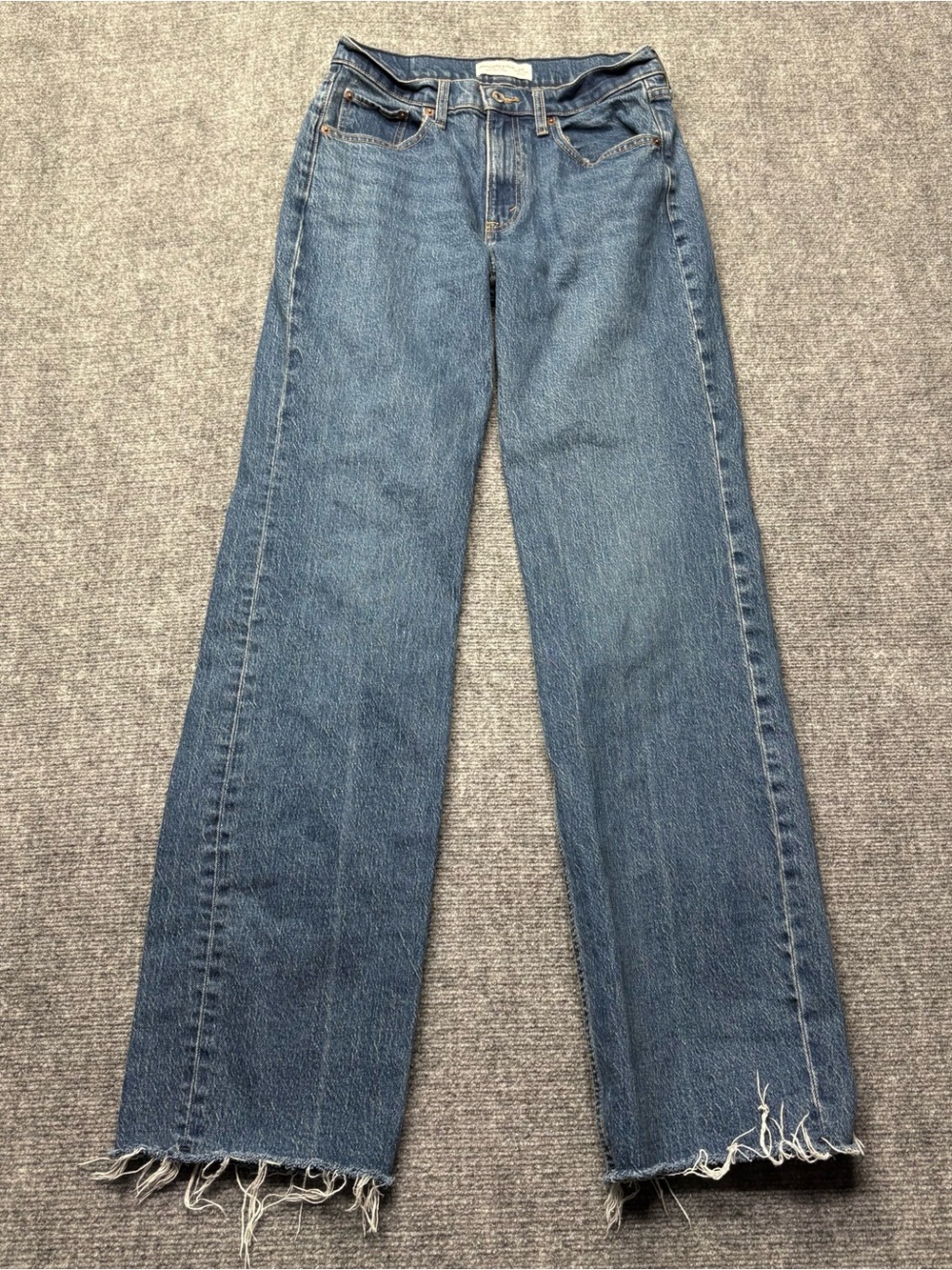 Abercrombie Fitch Jeans Womens 28x35 Blue 90's Relaxed High Rise Raw Hem Wide